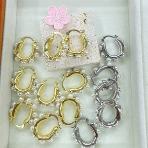 Aro <span class=keywords><strong>de</strong></span> pendiente <span class=keywords><strong>de</strong></span> moda para mujer, venta al por mayor, Perla chapada en <span class=keywords><strong>oro</strong></span>, aro <span class=keywords><strong>de</strong></span> oreja, perla, pendiente <span class=keywords><strong>de</strong></span> aro Micro pavimentado, joyería - Product Image 6