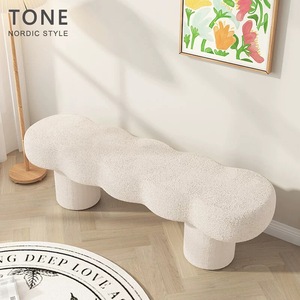 Pouf pliable moderne en tissu pour la décoration intérieure, chambre à coucher, salon, long canapé, changement de chaussures - Style cachemire écologique - Product Image 6
