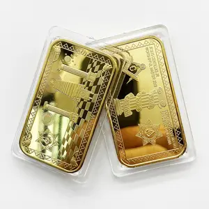 Custom 24K Pure Gold Plated Laser Serienummer 50Mm Zwitserse Coin 999 Goud Bar