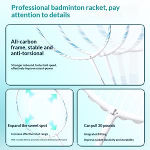Raquette de badminton 5U Amateur Junior Collège Entièrement en carbone One Shot 25-28 Lbs Dureté modérée Poignée G5 Carbone ultra-léger - Product Image 4