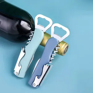 פותחן יין רב תכליתי 3 ב-1, פותחן בקבוקים, חותך נייר כסף, ספירלה מפלדת אל-חלד, ידית PP 13.5 ס\"מ, 10 צבעים, כלי בר - Product Image 2