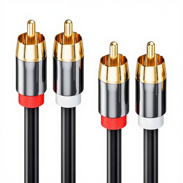High Quality 24K Gold Plated PVC RCA Audio Aux Cable Male to Male with Metal Plugs for Computer Speakers Monitors Projectors