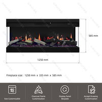 Chimenea Eléctrica Moderna CRUISE de 640 mm con Pantalla LCD Virtual Lineal 3D, Calefacción Electrónica, Sincronización de Llama de Madera, para Hogar y Hotel