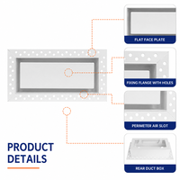 Diffuseur d'air encastré sans cadre pour plafond, panneau plat en aluminium, grille de retour d'air encastrée pour cloison sèche