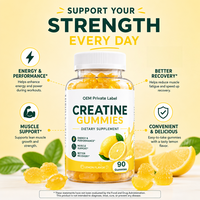 Gummies de créatine 4,5g 90 unités Véganes Énergie Soutien Musculaire Saveur Citron pour Hommes et Femmes Forme Personnalisée OEM ODM HALAL