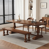Table à manger en bois massif antique DISHI, style farmhouse, style campagnard français, table en bois vieilli, grande table en bois rustique, table de cuisine en bois récupéré