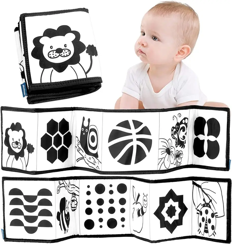 2023 Hot Selling Soft Baby Books Black and White High Contrast Baby Toys Gifts Early Education Learning Bath Book Sensory Toy