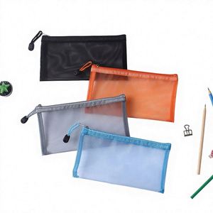 Happy Students Large-Capacity Nylon Zippered Transparent Mesh Storage Pencil Case Business A6 <b>Document</b> <b>Folder</b> Printable LOGO - Product Image 1