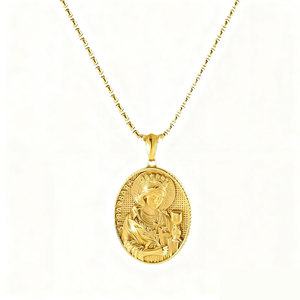 Collier religieux anti-ternissement en acier inoxydable personnalisé plaqué or 14k 18k, croix fine Jésus et la Vierge Marie pour femmes et hommes - Product Image 5