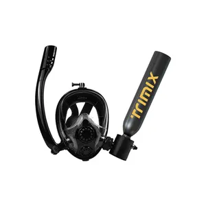 Tangki paru trimmix dengan masker Snorkeling, silinder oksigen tinggi warna hitam portabel 0,5 l untuk menyelam botol oksigen kecil 60mm