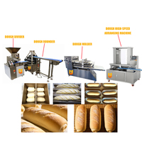 Ligne de production de pain automatique haute capacité, ensemble de 4 machines, ligne complète de traitement de la pâte électrique, utilisation en cuisine centrale industrielle