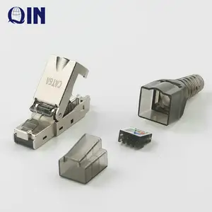 Toolless Cat6a Cat7 STP RJ45 conector macho 8P8C Modular apantallado macho herramienta-RJ45 Cat7 macho