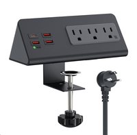 Multiprise de bureau à fixation sur bureau, norme américaine, avec PD 20W USB-C, 3 prises CA US et 4 ports USB, pour bureau et domicile