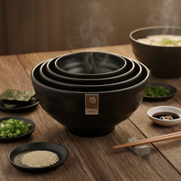 Meilleures ventes - Ensemble de bols japonais ronds en mélamine noire mate de 4,5 pouces