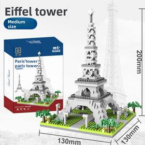 Set mainan blok bangunan edukasi, mainan konstruksi ornamen Menara Eiffel Prancis Paris - Product Image 2