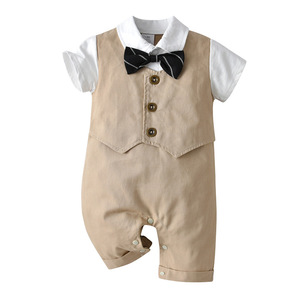 短袖绅士新生儿衣服婴儿套装连身裤正式男童连身衣套装 - Product Image 2