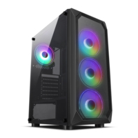 AntarcChill New ATX Computer Cabinet Cooling Fan Black Desktop PC Case RGB Good Quality PC Tempered Glass Ce Stock Case Panel