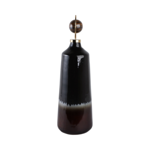 Vaso moderno in vetro conico, sfumato da nero a marrone, vaso decorativo da tavolo per soggiorno, decorazione per la casa, elegante elemento d'accento. - Product Image 3