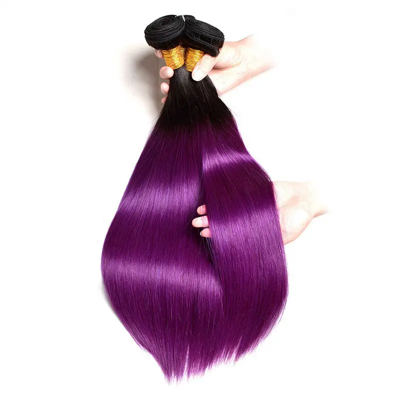 Virgin Brazilian Straight Wave Color 1B/Purple Ombre Human Hair Bundle