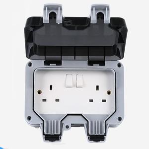 IP66 Rated UK Standard Outdoor Double Socket 13A Weatherproof Garden Wall Electrical Outlet <strong>with</strong> <strong>Switches</strong> Rainproof <strong>Plug</strong> - Product Image 4