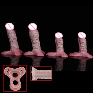 Manchon de pénis réutilisable réaliste ouvert/fermé avec anneau pénien, extenseur de pénis, dispositif de plaisir pour couple, stimulant - Product Image 1