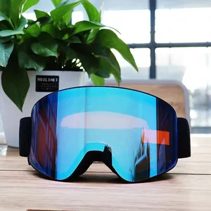 RTS Factory Stocks Magnetic UV400 Protection Blue Mirror Lens Anti Fog Ski Glasses Snowboard Snow Goggles Wholesale Ski Oggles