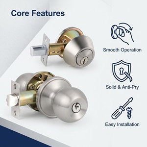 Durable Anti-Theft Waterproof Zinc Alloy &amp; Stainless Steel <strong>Door</strong> <strong>Knob</strong> Combo with Key for Wooden <strong>Doors</strong> - Product Image 3