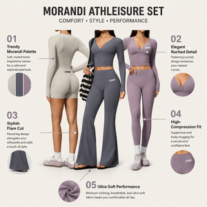 Women Premium <b>Long</b> <b>Sleeve</b> V Neck <b>Crop</b> Top and High Waist Flared Yoga Pants Set for Professional Fitness and Activewear Brands - Product Image 5