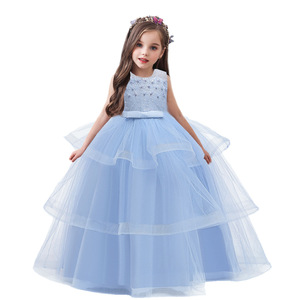 2021 wholesale child ball gown summer dress beautiful flower girl wedding party dresses - Product Image 1