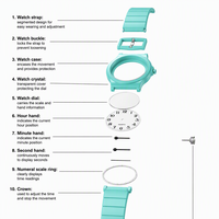 Montre analogique à quartz silencieuse, boîtier rond en plastique, bracelet en silicone, chiffres arabes, montre-bracelet pour étudiants, enfants et adolescents