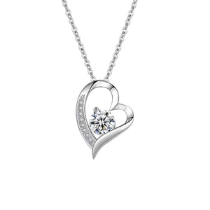 Collar con Colgante de Corazón de Plata de Ley 925 con Circonita Cúbica, Chapado en Rodio, para Compromiso, Boda, Fiesta o Regalo - Product Image 3