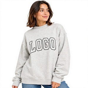 Sudadera de Cuello Alto para Mujer, Color Blanco, Estampada, Casual, Holgada, Manga Larga, 100% Algodón, para Usar en Todas las Temporadas - Product Image 1