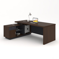 Bureau de direction moderne en forme de L, table de patron en bois avec armoire latérale pour mobilier de bureau