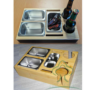 Bamboo Couch Snack <strong>Caddy</strong> with 2 Wine Glass Holder Couch bar Snack Box for Sofa Bed Food Box Snack Couch Tray - Product Image 5