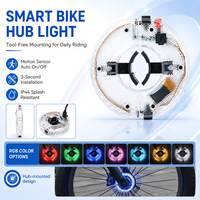 RGB Fahrrad-Nabenlicht USB-C Wiederaufladbar 10 LED Radlampe Bewegungssensor IP44 Spritzwassergeschützt für Nachtfahrten