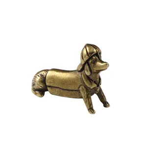 Bronze carving solid copper puppy brass ornaments cute dog zodiac dog antique old brass tea pet knickknacks.