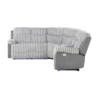 Graues Modernes Polyester-Modulsofa mit LED-Beleuchtung, Verstellbarem Schlafsofa und Holzbeinen für Wohnzimmer, Apartment und Villa
