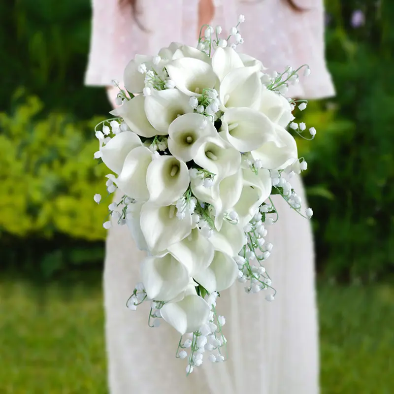 Bouquets de fleurs artificielles en soie Calla Lily Bouquet de fleurs de roses de mariée pour décoration de mariage