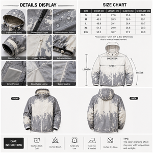 Chaqueta Cortavientos con Capucha para Hombre, Estampada, Impermeable, Informal, para Exteriores, Otoño, Gris, Blanca, con Cierre Completo, Exterior de Poliéster, OEKO TEX - Product Image 2