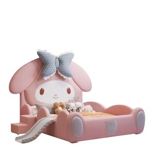 Crown Scallop Design Cama para niños con tobogán Playful Pink Girls Muebles de dormitorio para Royal Little Sleepers - Product Image 1