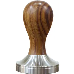 Custom 51mm 54mm 58mm Naked Bottomless Commercial Stainless Steel Wood Coffee Espresso Portafilter tamper With Wood Handle