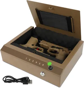 Portable Fingerprint combination Digital -Gun safe Box With Usb Led Light Gun Safe for handgun gun safe Biometric Key Electronic