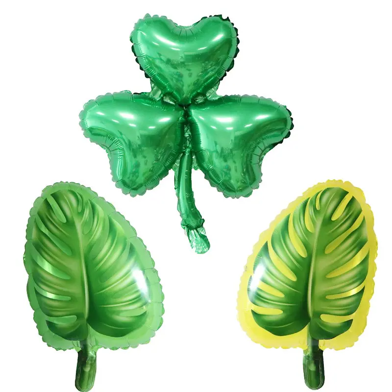 Em estoque verão havaiano trevo verde folha forma balão festa decoração tartaruga back folha alumínio balão decoração