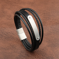 Graver la mode acier inoxydable charme mode noir hommes Bracelet cuir tressé Punk Rock bracelets bijoux accessoires ami