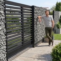 Valla de Aluminio con Rejillas, Recubierta de Polvo, Soldada, con Malla de Piedra, Pantalla de Privacidad para Jardín, Valla de Límite para Paisajes Residenciales