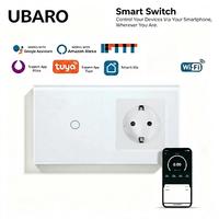 UBARO – interrupteur intelligent WiFi, prise murale EU, panneau tactile en verre trempé, commande vocale à distance, Alexa Google Home Smart Life 250V 16A