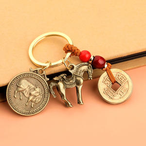 Llavero de Latón Estilo Chino para Hombre, Diseño 2026, Venta al por Mayor, con Diseño de Calabaza, Dinero de los Cinco Emperadores <span class=keywords><strong>Valientes</strong></span> y los <span class=keywords><strong>Doce</strong></span> Signos del Zodiaco, Impresión UV - Product Image 2