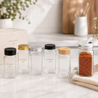 Bouteille carrée en verre de 4 oz pour herbes, poivrière et salière, pot à épices de 100 ml, salière et poivrière en verre avec bouchon à vis en métal
