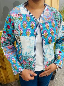 Veste matelassée pour femme 100% coton, style bohème imprimé à la main, veste matelassée faite à la main, fermeture à boutons, vente en gros - Product Image 4