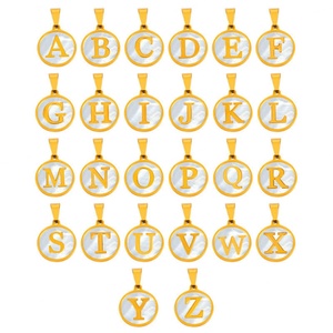 Stainless Steel Round Shape Gold <b>Silver</b> 26 Alphabet Letter Charms DIY Pendant for <b>Bracelet</b> Necklace - Product Image 3